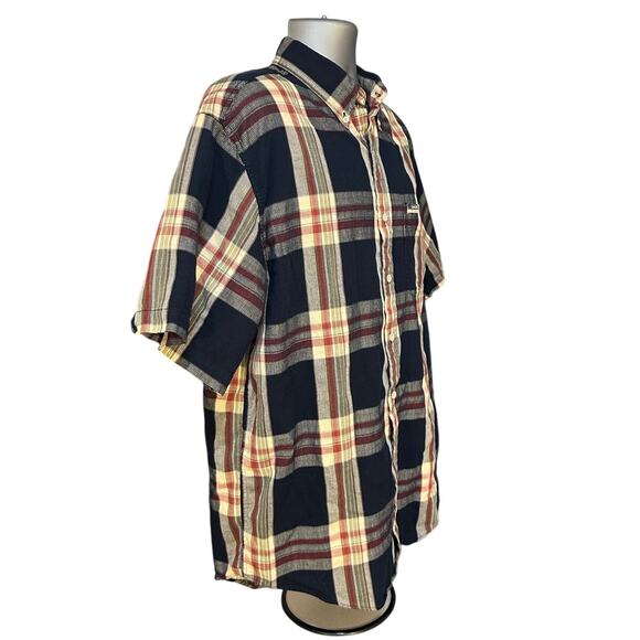 Chaps Ralph Lauren Black and Red Check Short Sleeve Cotton Button Down Size L - Picture 2 of 7